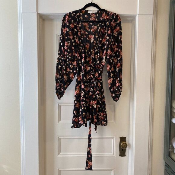 A.L.C. Carlo Wrap Long Sleeve Floral Mini Dress - Picture 5 of 9